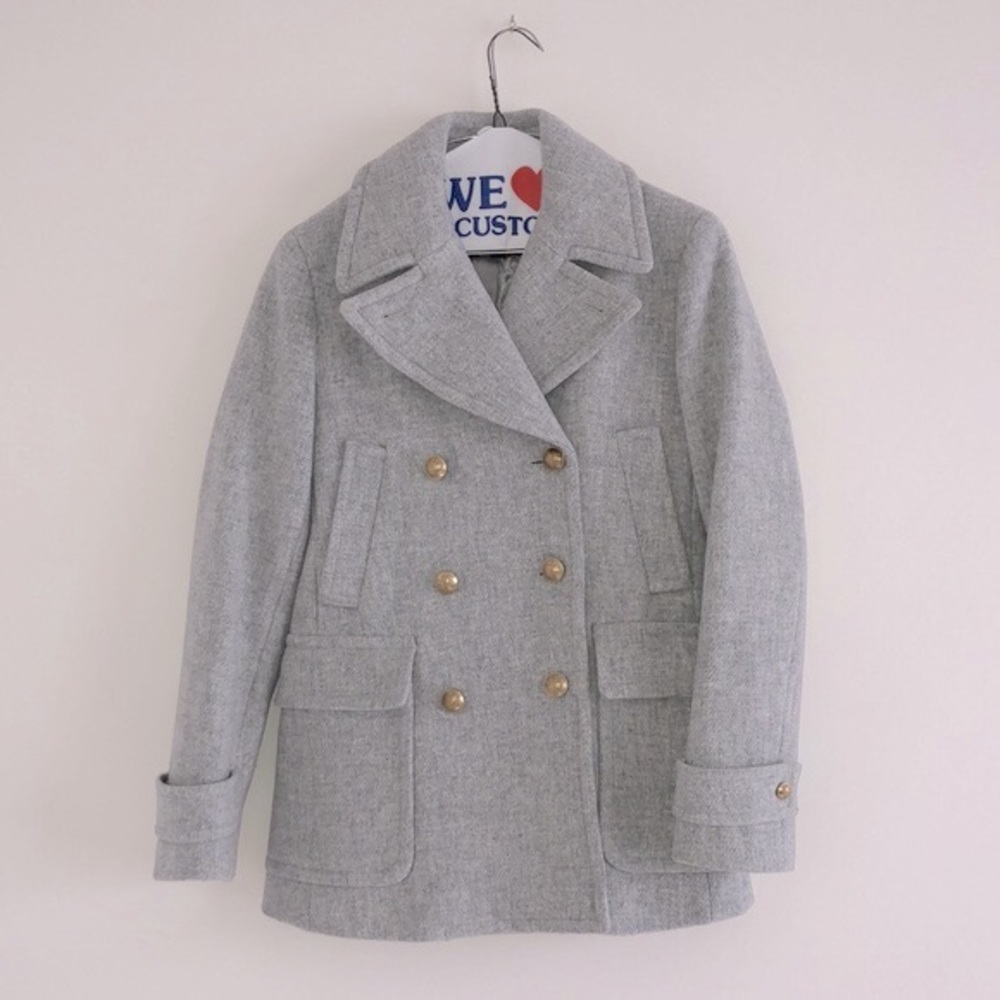 J. Crew Light Gray Double-Breasted Wool Peacoat